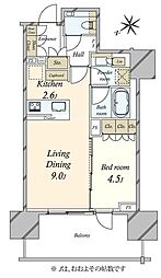 グランドヒルズ恵比寿 1LDKの間取図画像