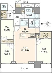 ザ・パークハウス晴海タワーズクロノレジデンス 3LDKの間取図画像