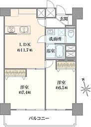 南砂キャピタルコータース 2LDKの間取図画像