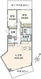三田清風ガーデン 2LDKの間取図画像