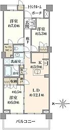 プラウドシティ阿佐ヶ谷ヴィラD 3LDKの間取図画像
