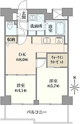 両国緑スカイハイツ 2DKの間取り