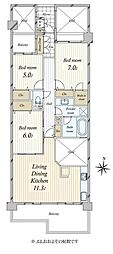 上北沢コートテラス 3LDKの間取図画像