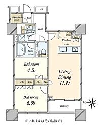 ザ湾岸タワーレックスガーデン 2LDKの間取図画像