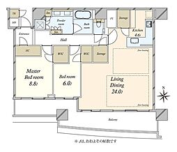 パークタワー晴海 2LDKの間取り