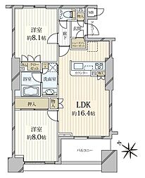 東京アインスリバーサイドタワー 2LDKの間取図画像