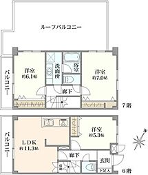 フジビューハイツ新井町 3LDKの間取図画像