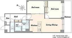 扇サンハイツ 2LDKの間取り