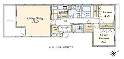 パーク・コート学芸大学 2LDKの間取図画像