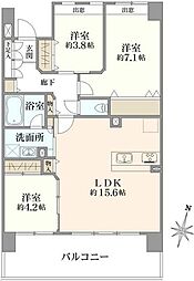 京急シティ多摩川 3LDKの間取図画像