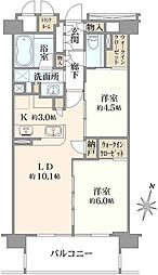 シティハウス下目黒 2LDKの間取図画像