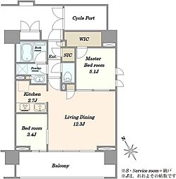 ザ・グランプルーヴ上馬 2LDKの間取り