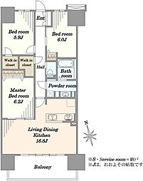 フォレストレジデンス 3LDKの間取図画像