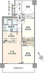 ルネグランステージ志木2 2LDKの間取図画像