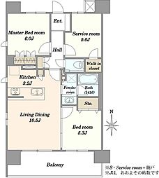 ユニーブル武蔵小金井スィート 2SLDKの間取図画像