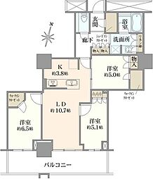 プラウドタワー金町 3LDKの間取図画像