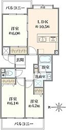綾瀬ガーデンハウス 3LDKの間取図画像