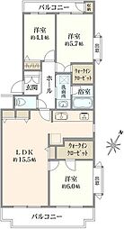 シティ・コア浦和領家 3LDKの間取図画像