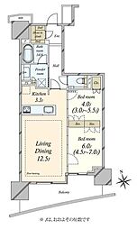 プラウドシティ東雲キャナルマークス 2LDKの間取図画像