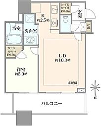 クレストプライムタワー芝 1LDKの間取図画像
