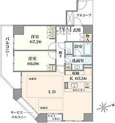 エアリス市川 2LDKの間取図画像
