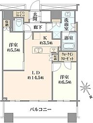 勝どきザ・タワー 2LDKの間取り