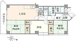 サン・フォーレ国立 3LDKの間取図画像