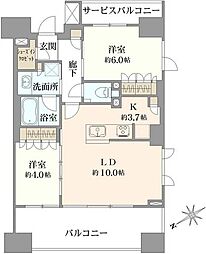 ルフォンリブレ浜松町キャナルマークス 2LDKの間取り