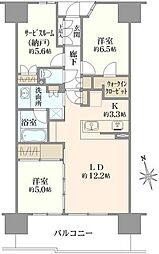 オーベルグランディオ八王子エアーズ 2SLDKの間取り