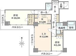 恵比寿ガーデンテラス壱番館 2LDKの間取図画像