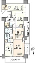 ブリリア聖蹟桜ヶ丘ブルーミングテラス 3LDKの間取図画像