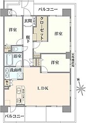 グランシティレイディアント横濱 3LDKの間取図画像