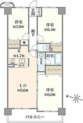 ダイアパレス横浜阪東橋 3LDKの間取図画像