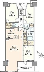 プラウドシティ新川崎 3LDKの間取図画像