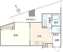 ヴェルヒルズ町田 1DKの間取り