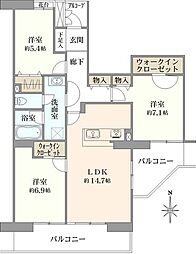 ロビーシティ相模大野五番街9号棟 3LDKの間取図画像