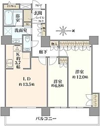 コスモポリス品川 2LDKの間取図画像