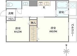 第2パークハイムユニ 2Kの間取図画像