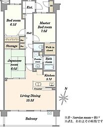 ビューリッシュ港北ニュータウン・ヴェルディーヌ 3LDKの間取り