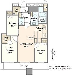 パークシティ武蔵小杉ザガーデンタワーズイースト 3LDKの間取り