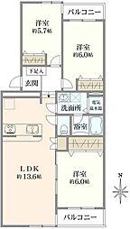 読売ランドシティハウス 3LDKの間取り
