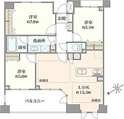 シーサイドコート鎌倉若宮大路 3LDKの間取り