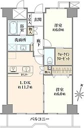 湘南平塚スカイマンション 2LDKの間取図画像