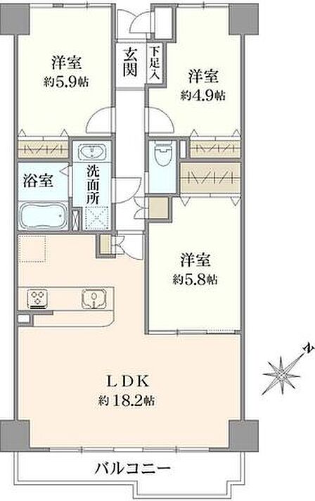 3LDK 間取り