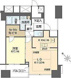 クレヴィアタワー中之島 1LDKの間取図画像