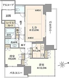 グラングリーン大阪ザノースレジデンス 2LDKの間取図画像