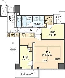 ジオタワー天六 2LDKの間取図画像