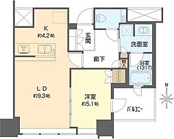 ザ・ファインタワー大手前 1LDKの間取図画像