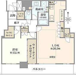 ブランズタワー梅田ノース 1LDKの間取図画像