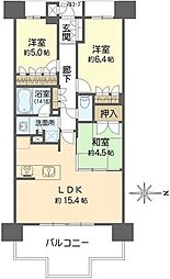 グランドパレス夕陽丘 3LDKの間取図画像